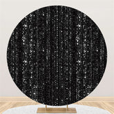 Lofaris Silver Bokeh Glitter And Black Round Birthday Backdrop